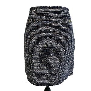Loft Tweed Navy Rainbow Stripe Skirt Size 6P Twee Preppy Academia Office